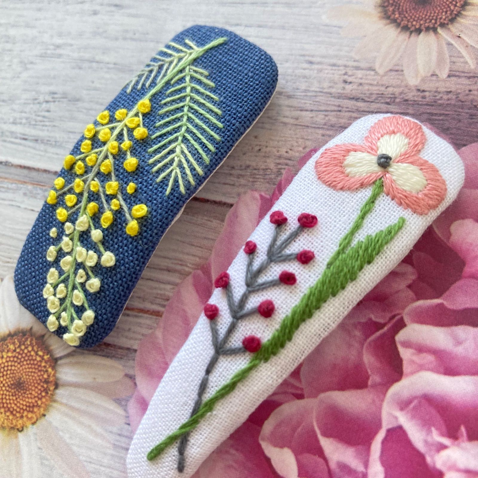 刺繍 パッチンピン お花10 - 刺繍＆和雑貨♬︎SoRa - メルカリ