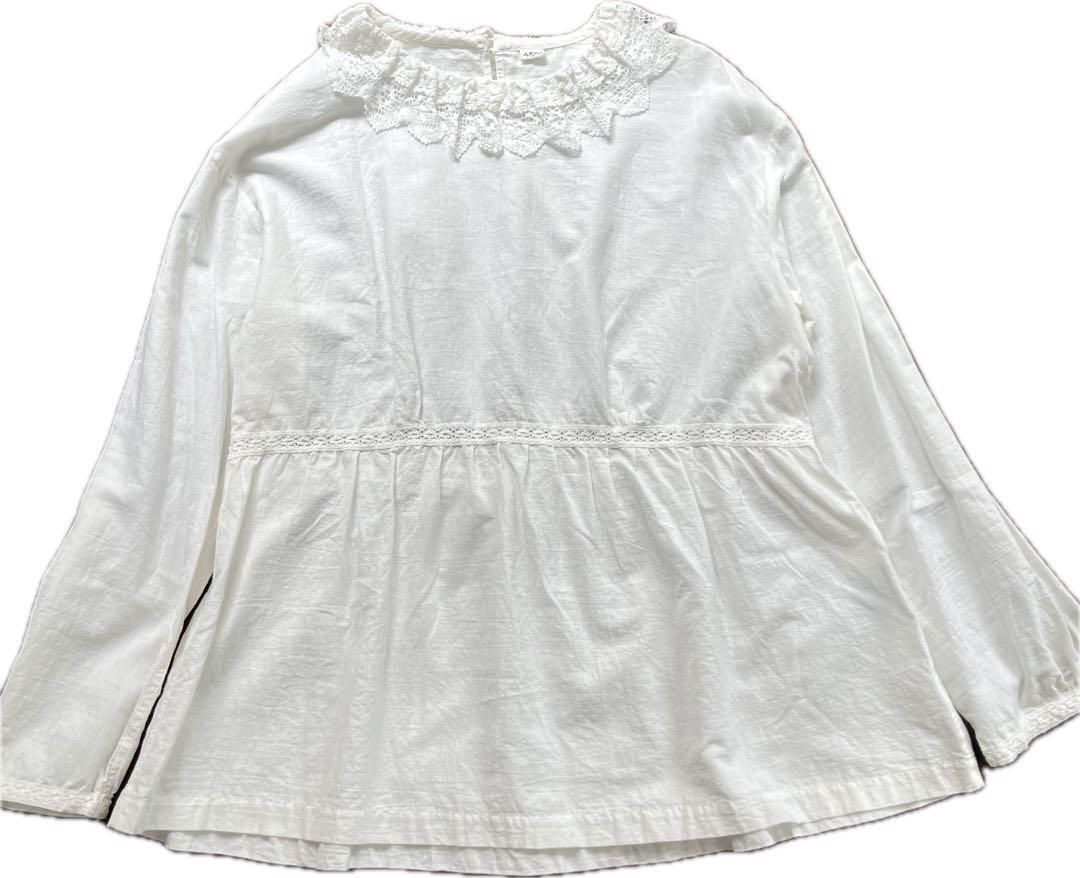 美品✨ 45R インドカディdeレースカラーTシャツ ブラウス 白 現行タグ 45R フォーティファイブアール インドカディdeレースカラーT