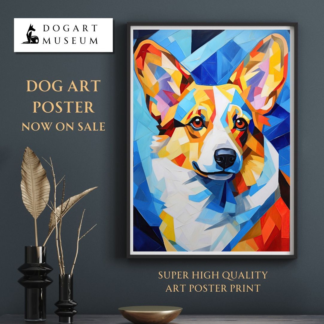 【Wanbism (ワンビズム) - ウェルシュコーギー犬 No.4】アートポスター 犬の絵 犬の絵画 犬のイラスト