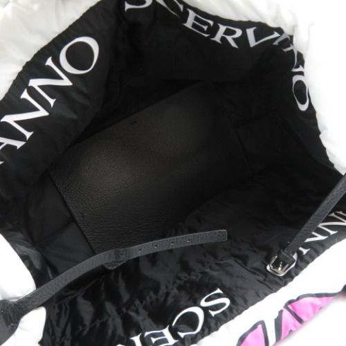 ERMANNO SCERVINO エルマンノ シェルヴィーノ ハンドバッグ　　 トートバッグ ナイロン/レザー ホワイト×ブラック