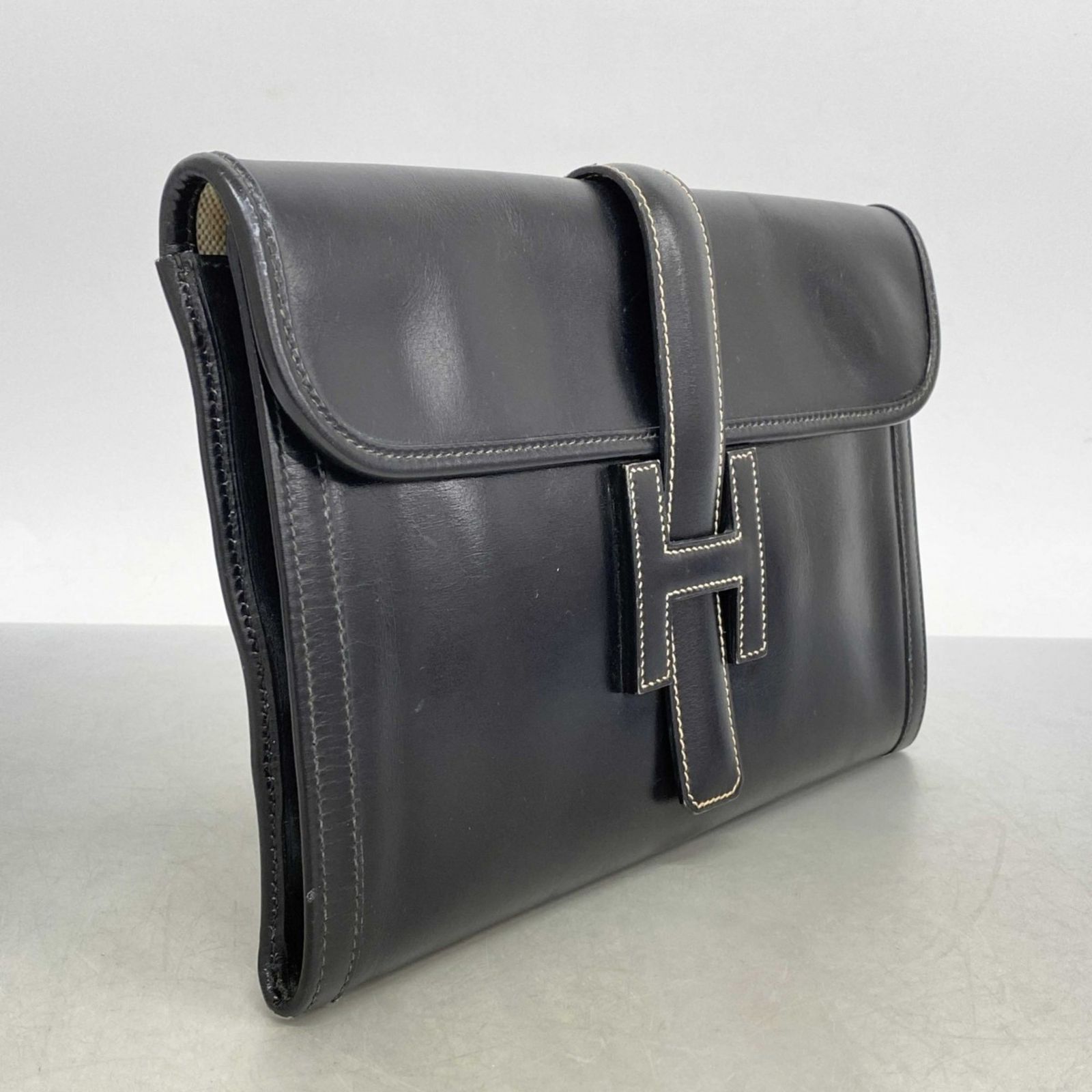 エルメス Hermes エルメス クラッチバッグ ジジェPM ボックスカーフ ブラック 〇S刻印メンズ レディース