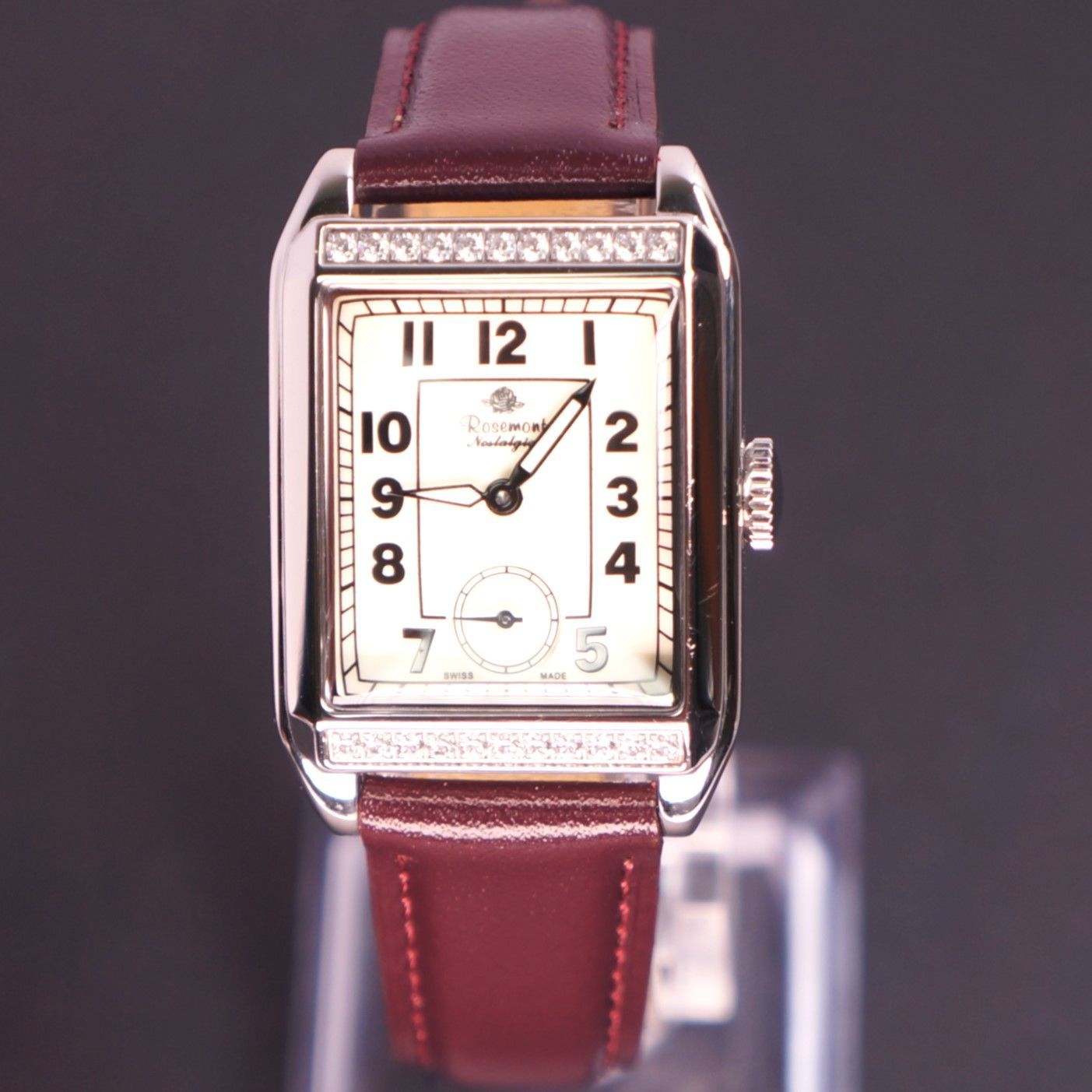 稼働極美品】ROSEMONT ノスタルジア 白文字盤 ラインストーン 電池  