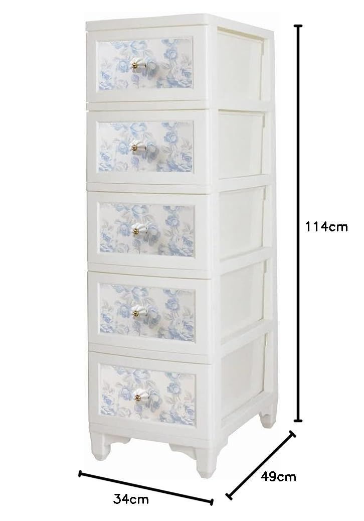 新着商品 ドレスチェンジチェスト 5段 coco リルデココ アンティークローズ ブルー de Lilou W34×D49×H114cm ILC MARWIL-DEMENAGEMENTS_CH