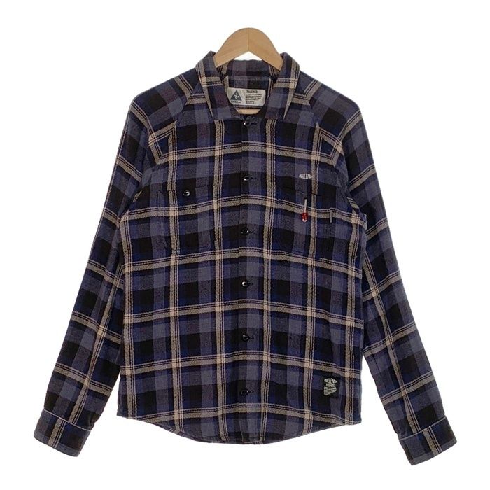 CHALLENGER BRIGADE チャレンジャー チェックフランネルシャツ ヘリンボーン ラグランスリーブ ブルー Size M