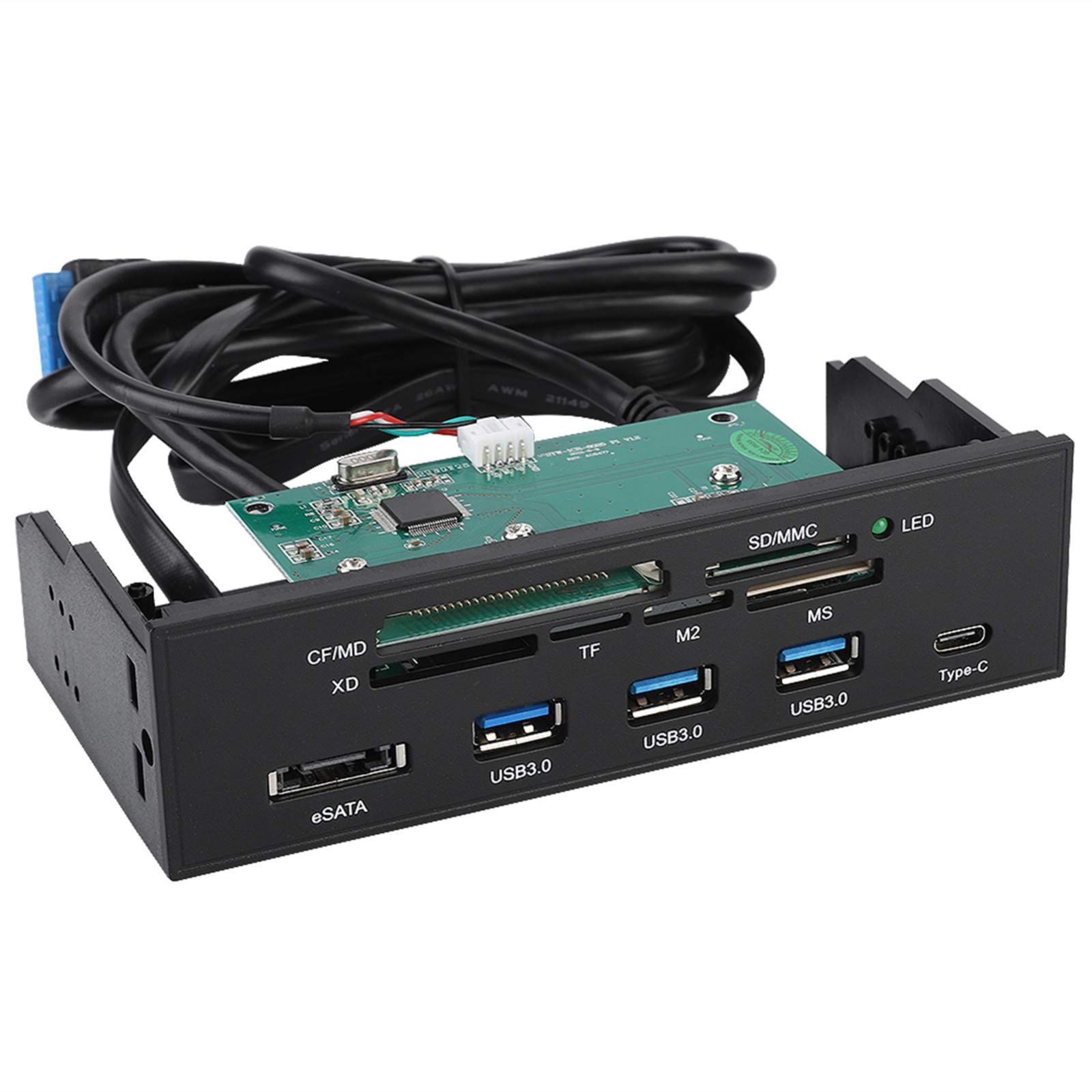 内蔵カードリーダー PCフロントパネル LEDインジケーター 6つカードスロット ダッシュボード 5.25インチ M2/MSO/SD/MS/XD/64G CFカード