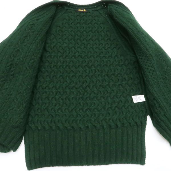 Drawer アラン編みミンクパッチ カーディガン 6515-199-0420 ウール