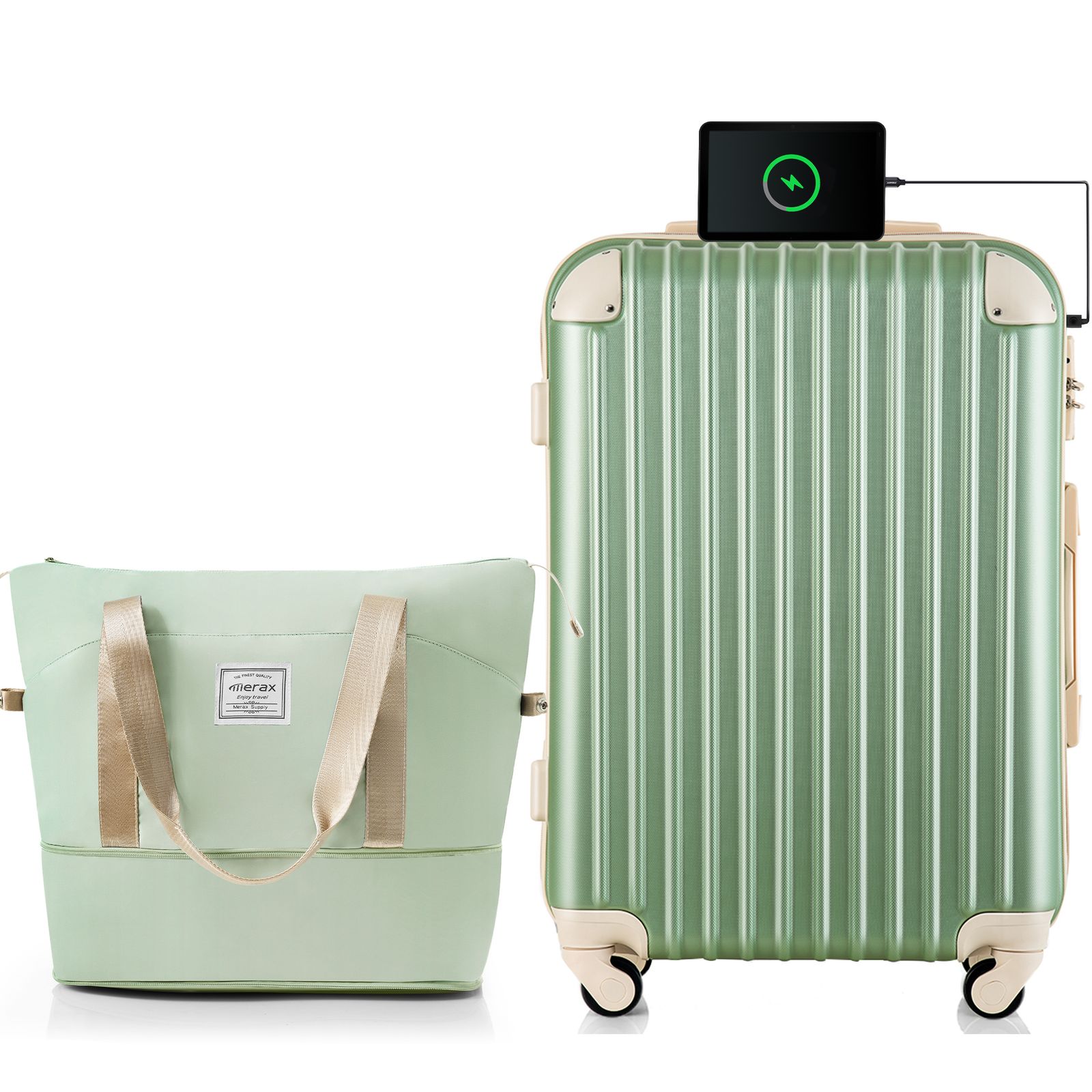 スーツケース Lサイズ USB充電ポート付き ドリンクホルダー付き