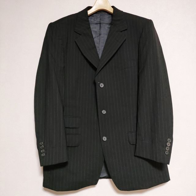 GUCCI ストライプ ウール イタリア製 テーラードジャケット ブラック グレー メンズ グッチ【中古】4-1225T∞
