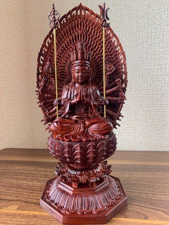 即納国産仏像　木製(紫檀) ネパール製ハンドメイド 彫刻/オブジェ