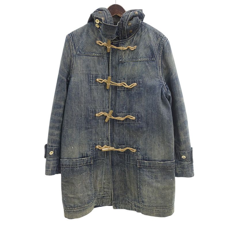 ポロラルフローレン/POLO RALPH LAUREN 00s チェックウールライナー付き デニム ダッフルコート ネイビー  サイズ メンズS