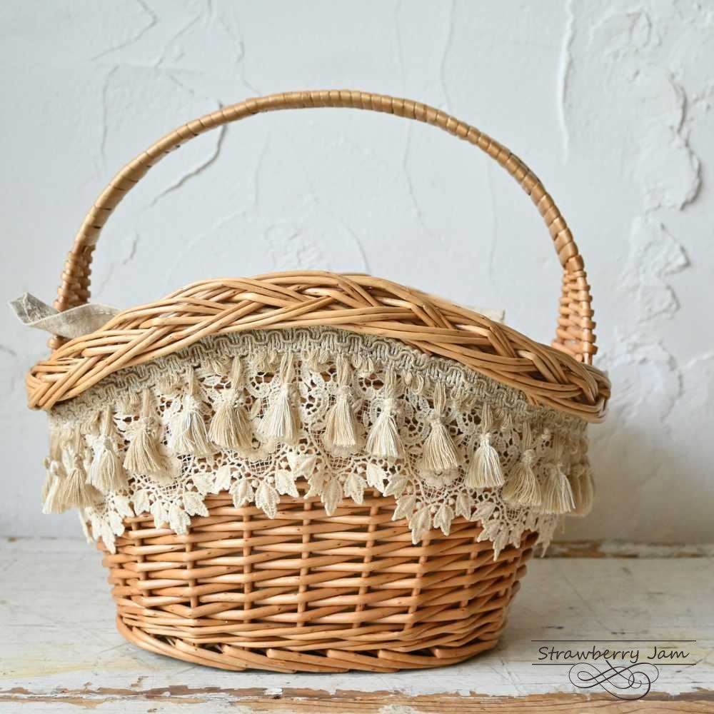 セール ICO-258 フランスアンティーク バスケット かご カゴバック