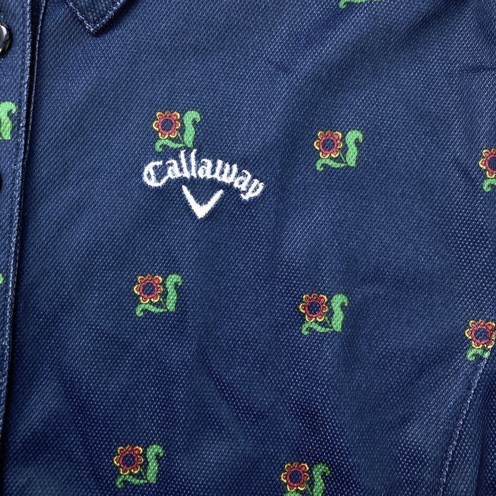 サイズ：L CALLAWAY キャロウェイ  半袖ワンピース ボーダー柄 ネイビー系 [240001247315] ゴルフウェア レディース ストスト サイズ：L CALLAWAY キャロウェイ 半袖ワンピース 花柄 ネイビー