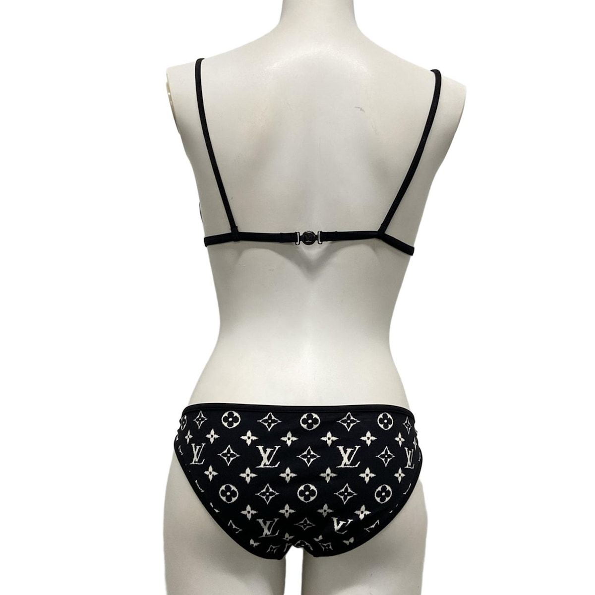 LOUIS VUITTON ルイヴィトン ビキニ レディース - 黒×アイボリー モノグラム柄 胸パッド付
