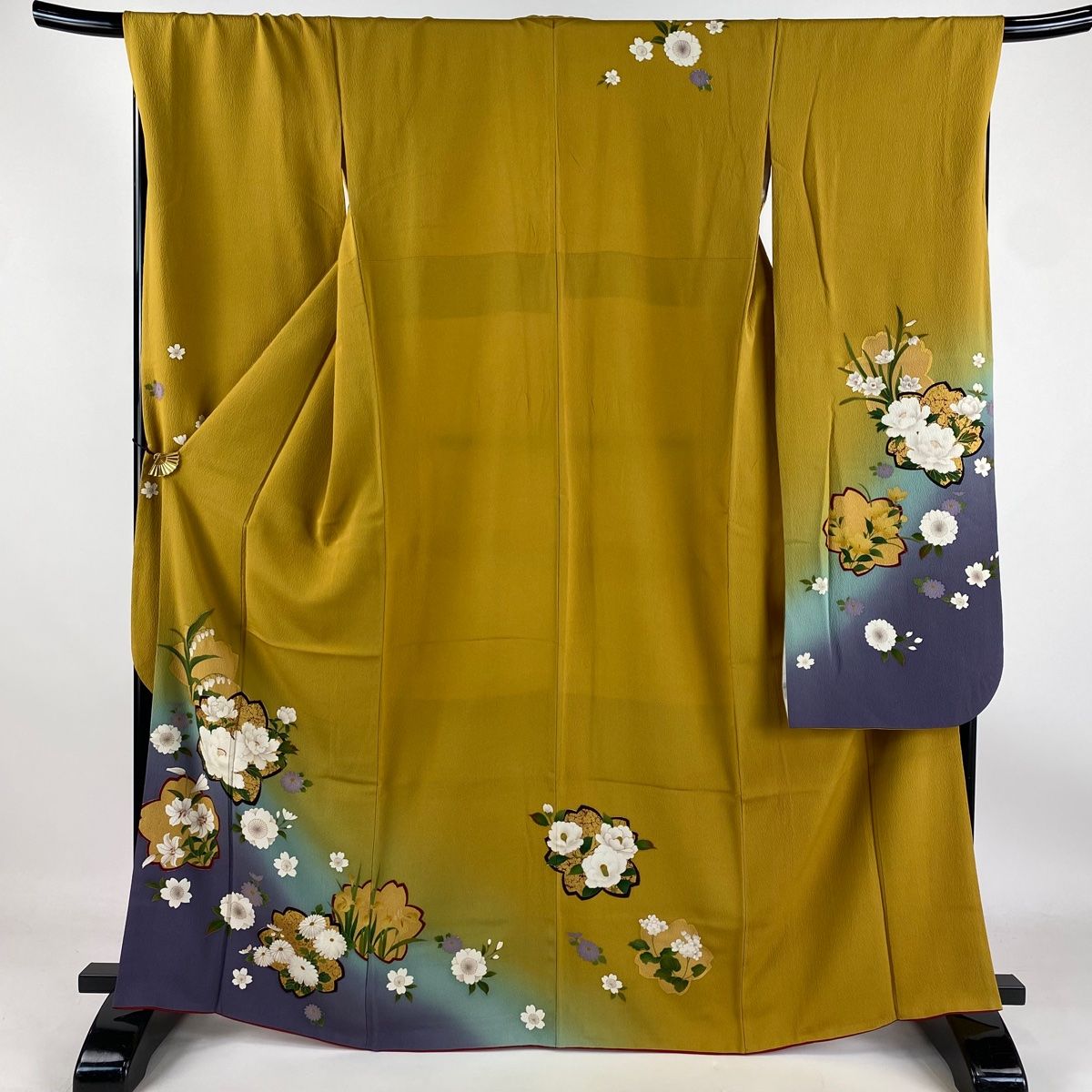 振袖 身丈166.5cm 裄丈69cm L 袷 やまと 桜 牡丹 金彩 染め分け