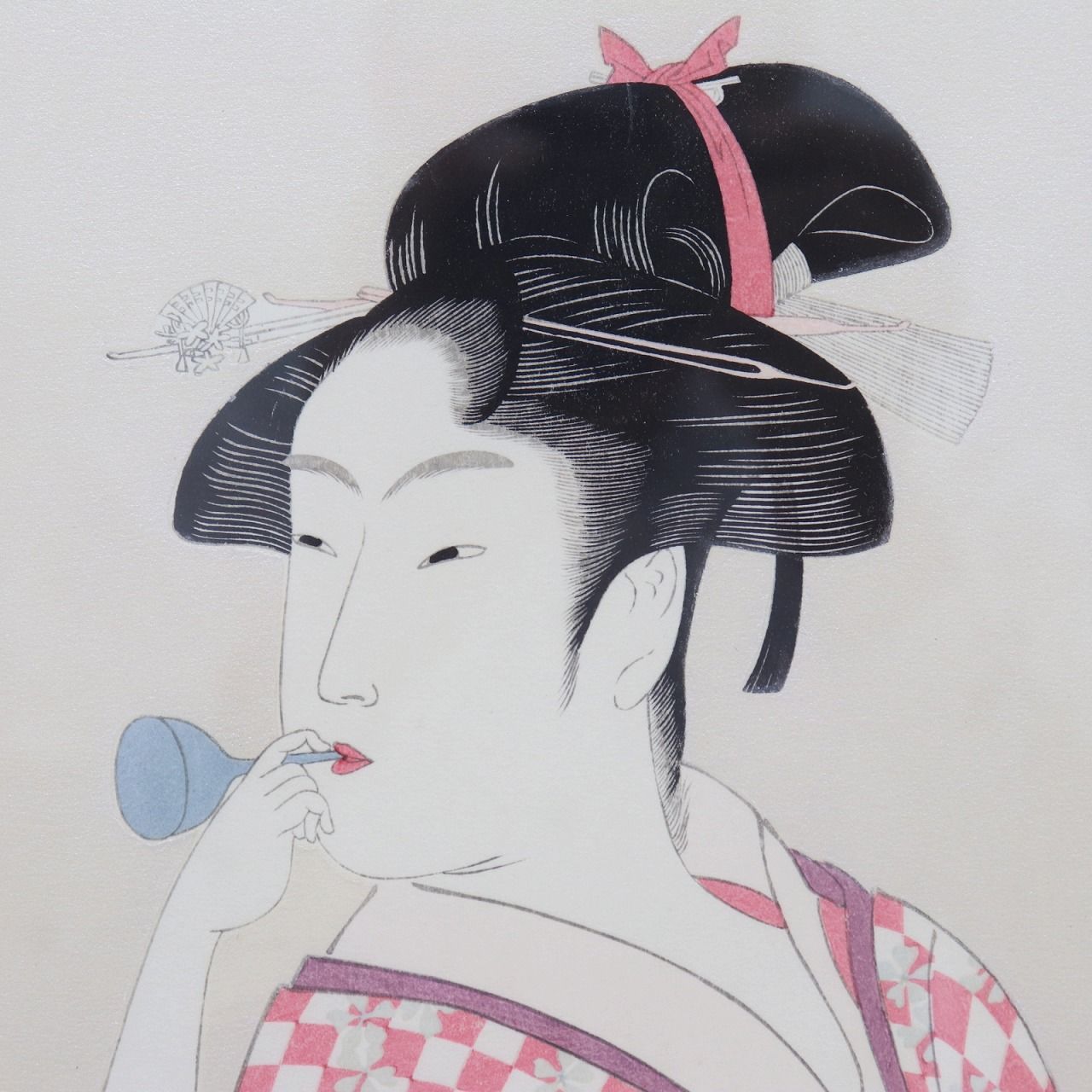 版画　歌麿　美人　手紙 巻物 恋文 額装　オブジェ　インテリア 楽天市場】絵画 額入り 壁掛け F4 喜多川 歌麿 美人画 複製画 額