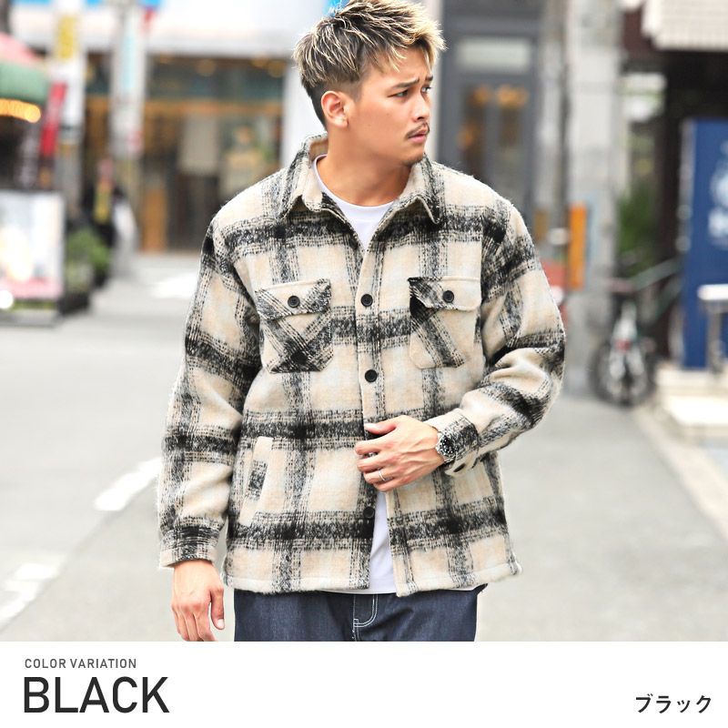 シャツジャケット メンズ チェック柄 総柄 起毛【起毛チェック柄