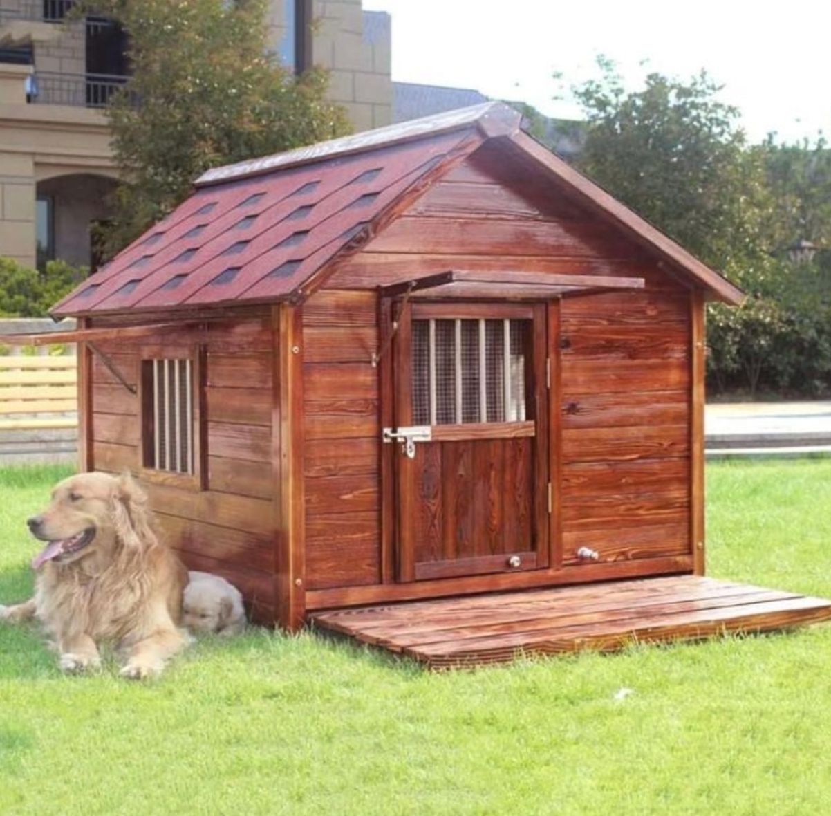 品質保証 犬小屋 屋外用 大型犬 木製 犬舎 中型犬 超大型犬 屋根 ドア付き 大型屋外犬小屋 犬用ハウス 通気性 暖かい 全天候型 日焼け対策 防風 雨除け 耐炭酸化と腐敗 安定性と耐久性 組立簡単 水洗い 家庭|テラス|裏庭|室内|屋外 XXL
