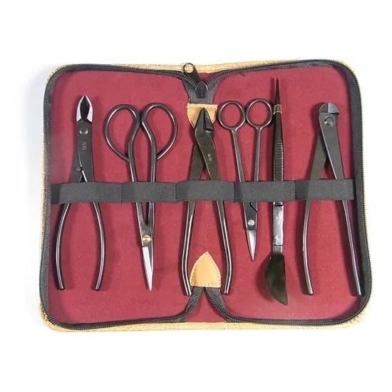 盆栽道具 6点組 小品 No.175A セット内容 先細又枝切 No.6B さつき鋏 No.35A 針金切 小 No.22A ピンセット 直 No.58 五葉芽摘み鋏 No.32 やっとこ ミニ No.50A 植木 庭木 兼進作