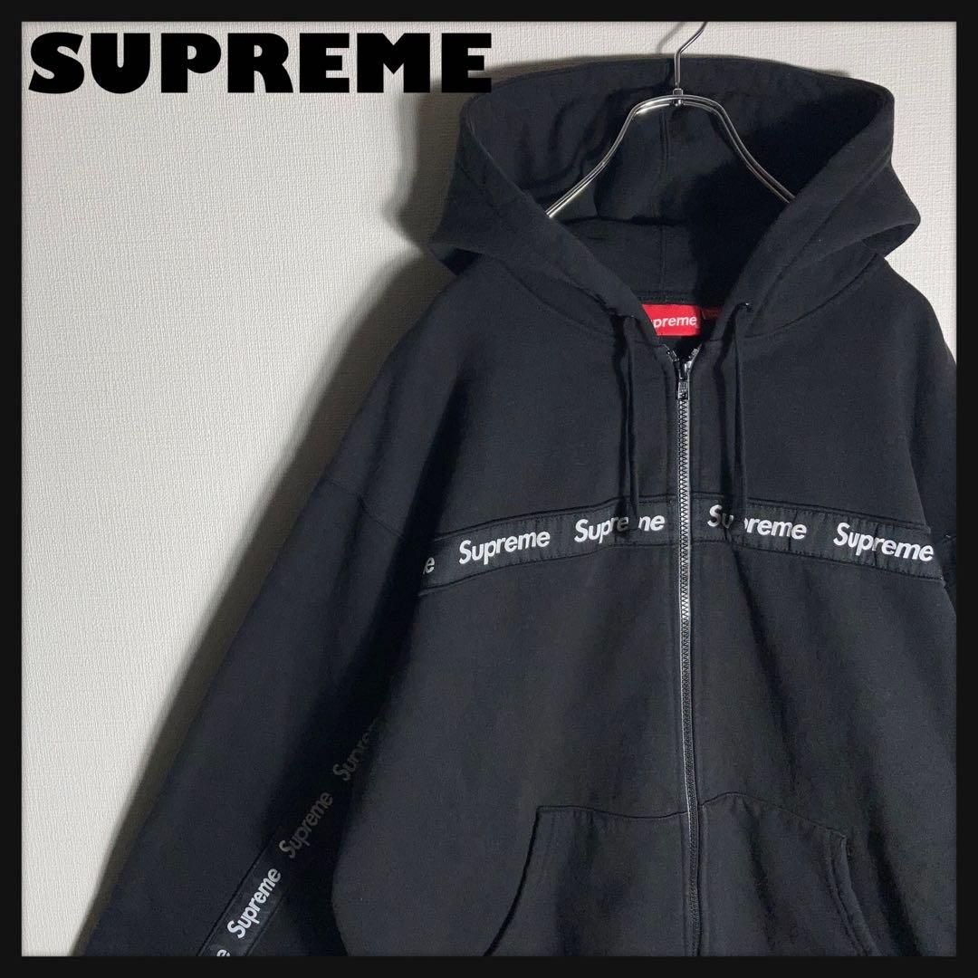k*★様 オークション変更中 SUPREME/フルジップパーカー 美品】SUPREME フルジップパーカー 刺繍ロゴ 黒 M - メルカリ