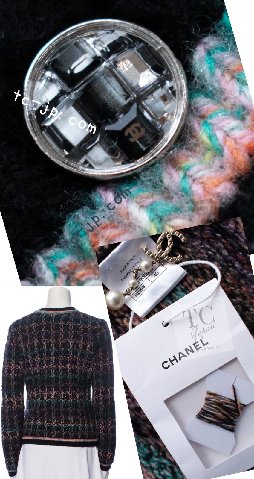 CHANEL - シャネル カーディガン CHANEL 2022 ブラック マルチ ミックス カシミヤ ヴァージン ウール ニット 22PF 新品同様 38 40 シャネル カーディガン CHANEL 2022 ブラック マルチ ミックス