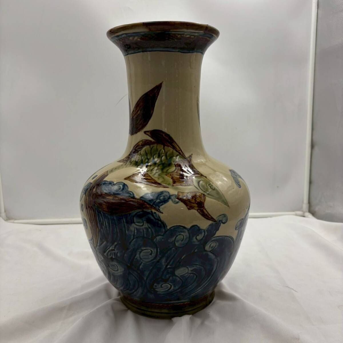 やちむん 琉球焼 壷屋焼 花瓶 花入れ 沖縄 焼き物 高さ44cm 民藝☆沖縄☆やちむん☆壷屋焼☆『新垣陶苑』新垣 寛 造☆花生け
