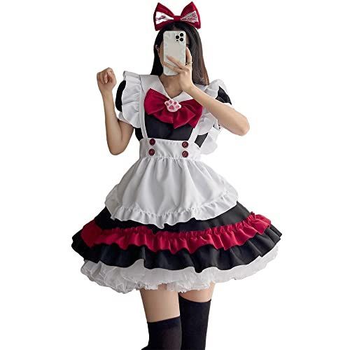 M [RPFLQ] メイド服 レッド 猫の爪 コスプレ ハロウィン 仮装