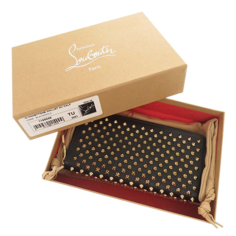 美品　クリスチャンルブタン　パネトーネ　ラウンドファスナー長財布　レザー Christian Louboutin クリスチャンルブタン 財布 長財布