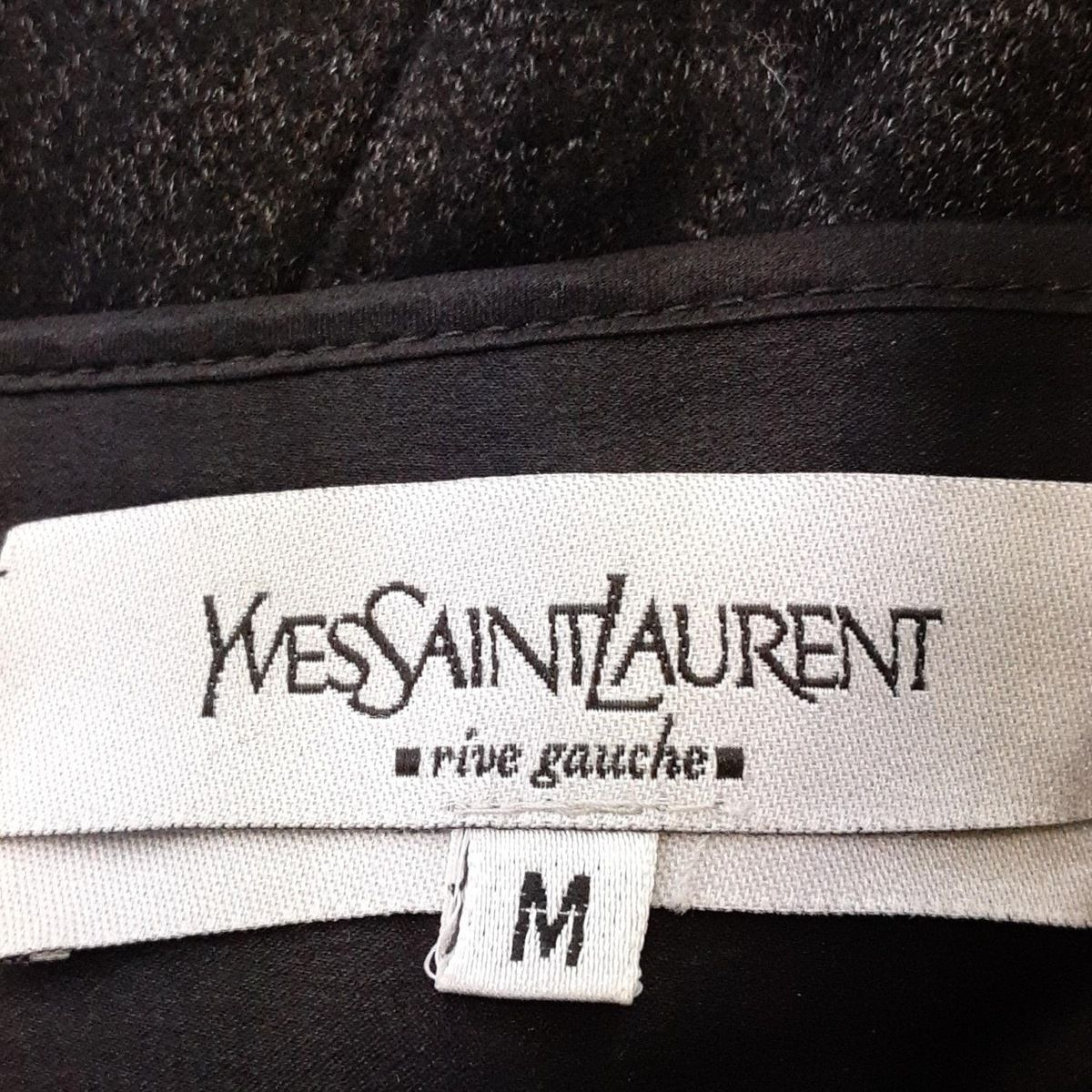 イヴサンローランリヴゴーシュ　ブラック　膝丈　太幅プリーツスカート　フランス製 YvesSaintLaurent rivegauche (YSL)(イヴサンローラン