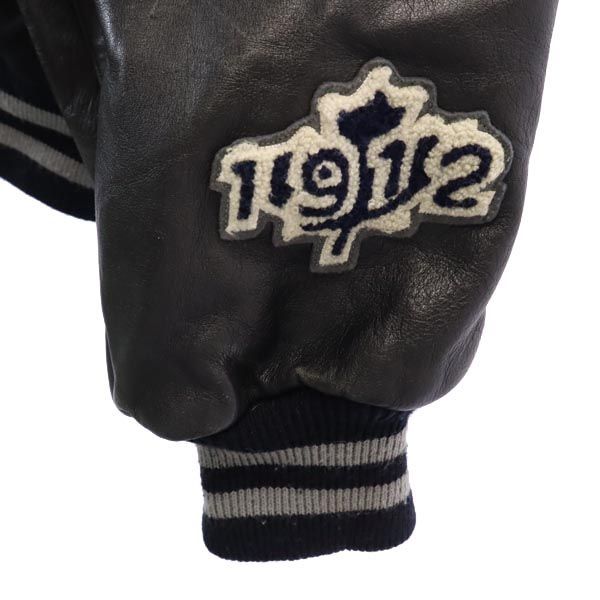 コディアック バック刺繍 長袖 レザー切替 スタジャン L ブラック  