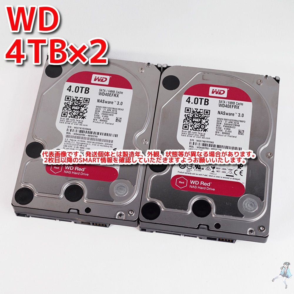 WD Red 4TB HDD 2台セット WD40EFRX (5/6） Western Digital WD40EFRX