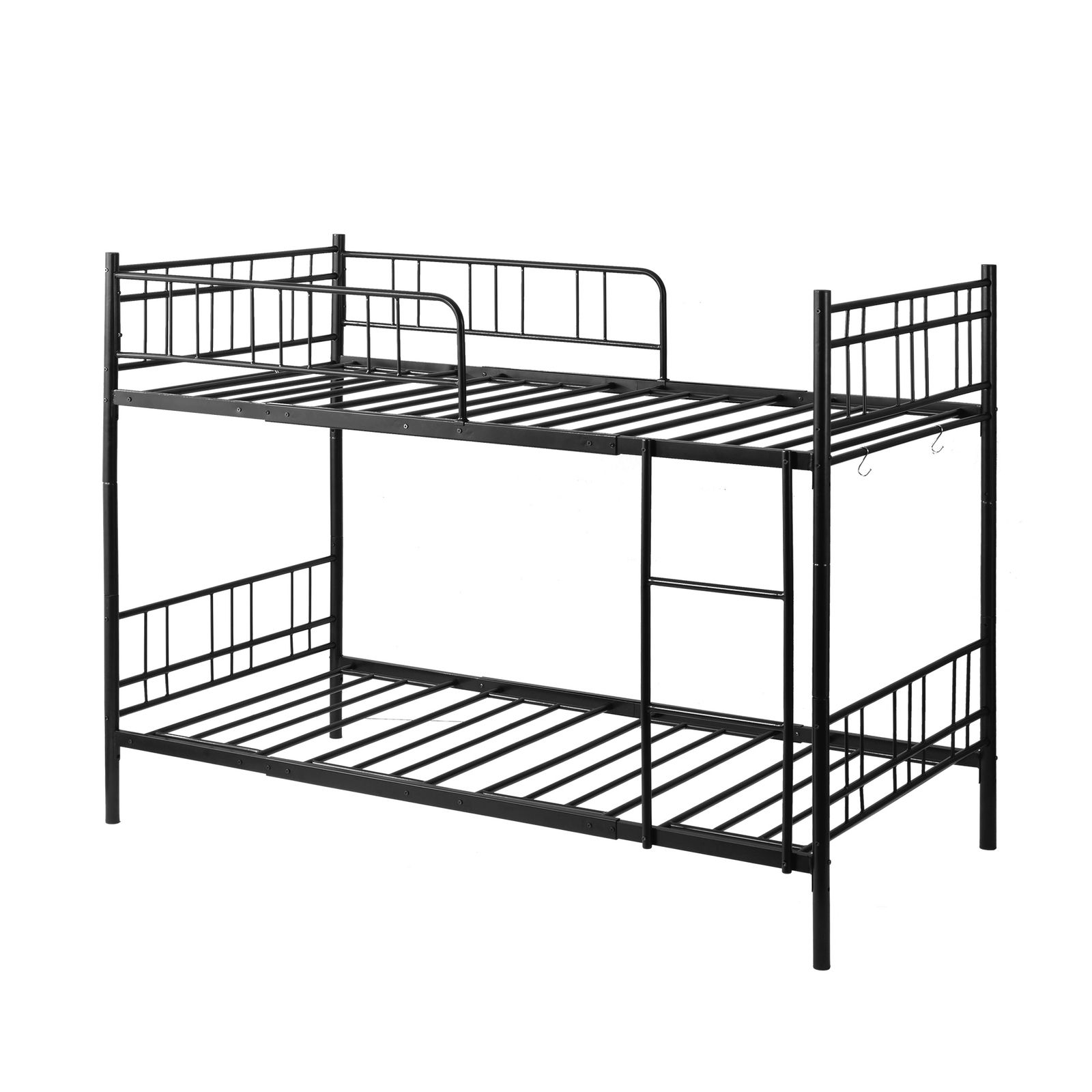 ブラック二段ベッド 子供部屋用 パイプ製 省スペース設計 二段ベッド 二
