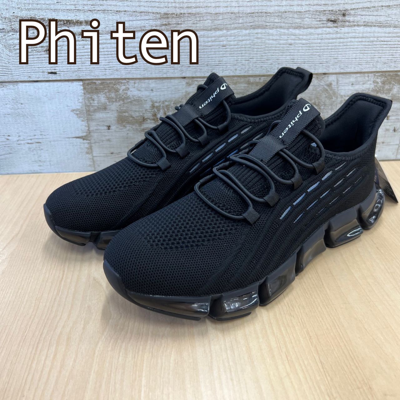 ファイテン スニーカー ブラック メンズシューズ Phiten PHM-003 