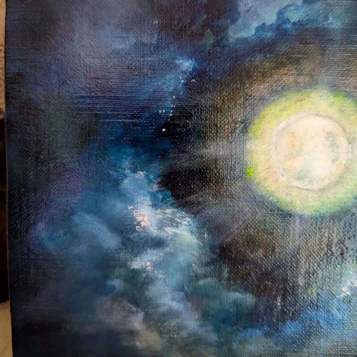 風景画「moonlight」painterTMK本人出品 油絵 月光 一点もの 【公式通販】