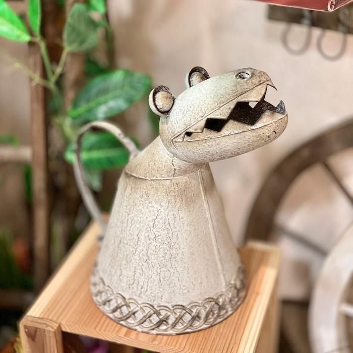 ワニのジョウロ 86367 ホワイト ヴィンテージ ジャンクガーデン