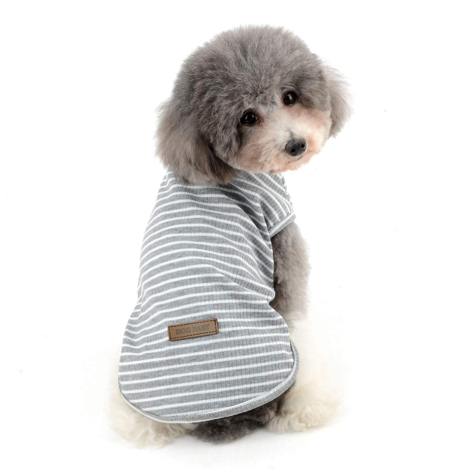 RANPHY縞柄ペット服 柔らかい 綿製Ｔシャツ 愛犬 小型犬 可愛い半袖 タン 新品 ￥3336.84