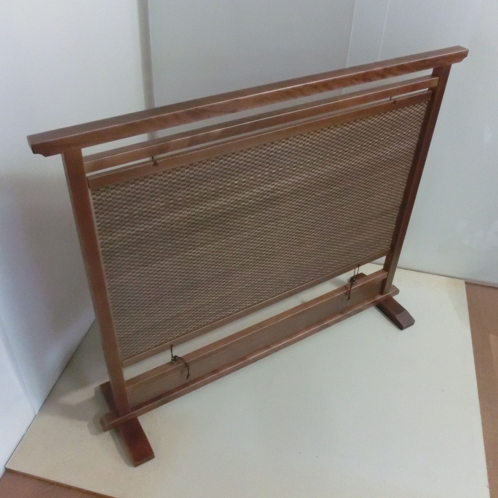 衝立 和風 屏風 和室 パーテーション 4連 間仕切り家具 木製 竹 昭和