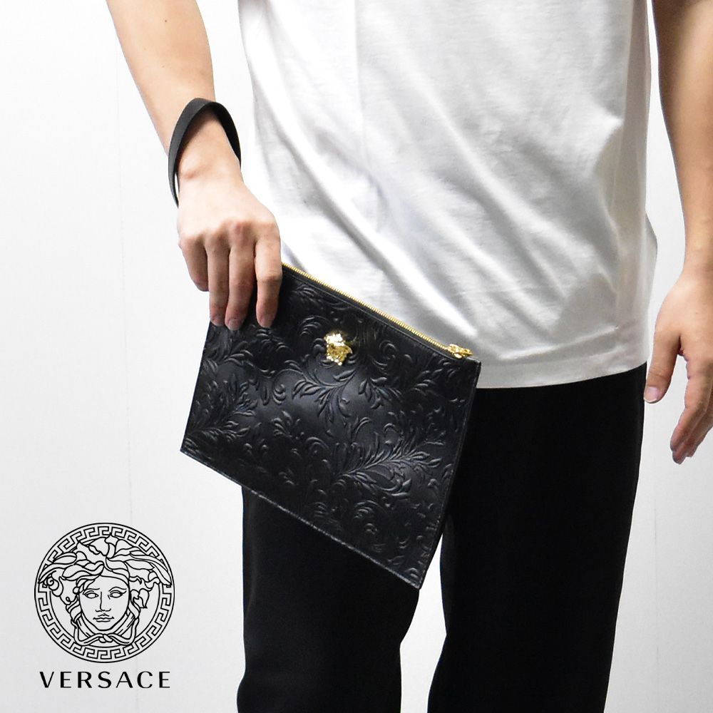 純正卸値 VERSACE ヴェルサーチ レザー 牛革 クラッチバッグ