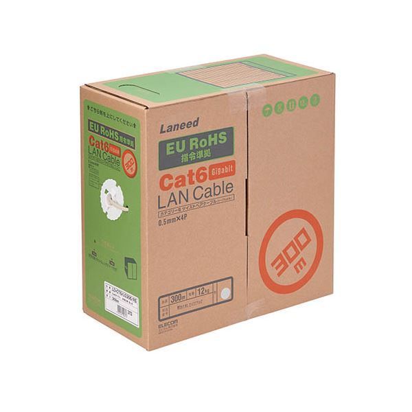 エレコム RoHS対応LANケーブル CAT6 300m ライトグレー コネクタなし リレックス LD-CT6 LG300 RS