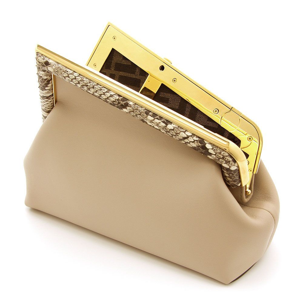 FENDI フェンディ ファースト スモール レザーショルダーバッグ パイソン 8BP129 ベージュ FENDI - FENDI フェンディ ファースト スモール レザーショルダー