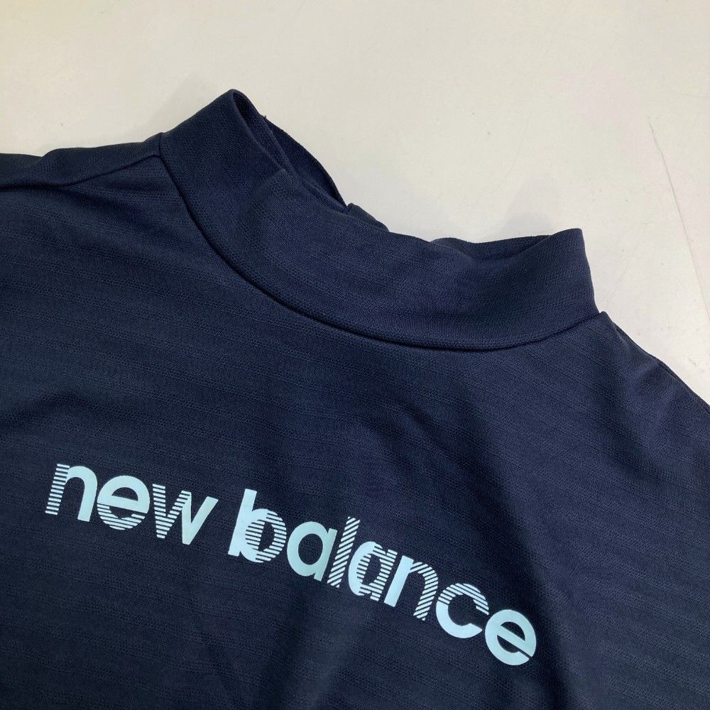 サイズ：1 NEW BALANCE GOLF ニューバランス  リボン付き ハイネック 半袖Tシャツ ボーダー柄 ネイビー系 [240101440530] ゴルフウェア レディース ストスト サイズ：1 NEW BALANCE GOLF ニューバランス リボン付き