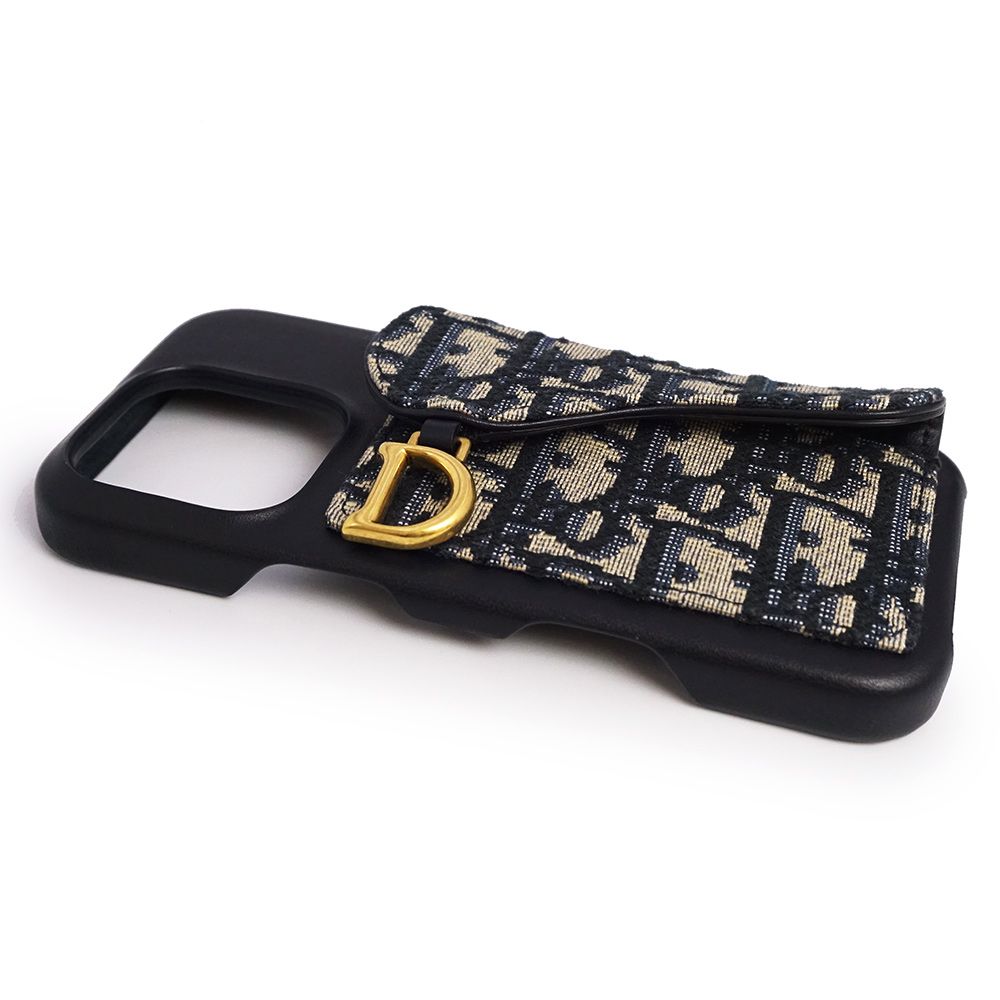 クリスチャンディオール サドル Saddle iPhone 16 Pro 携帯 スマホ スマートフォンケース ディオール オブリーク ジャカード カーフスキン レザー ネイビー ゴールド金具 S5921CTZQ Christian Dior ♥ 展示品