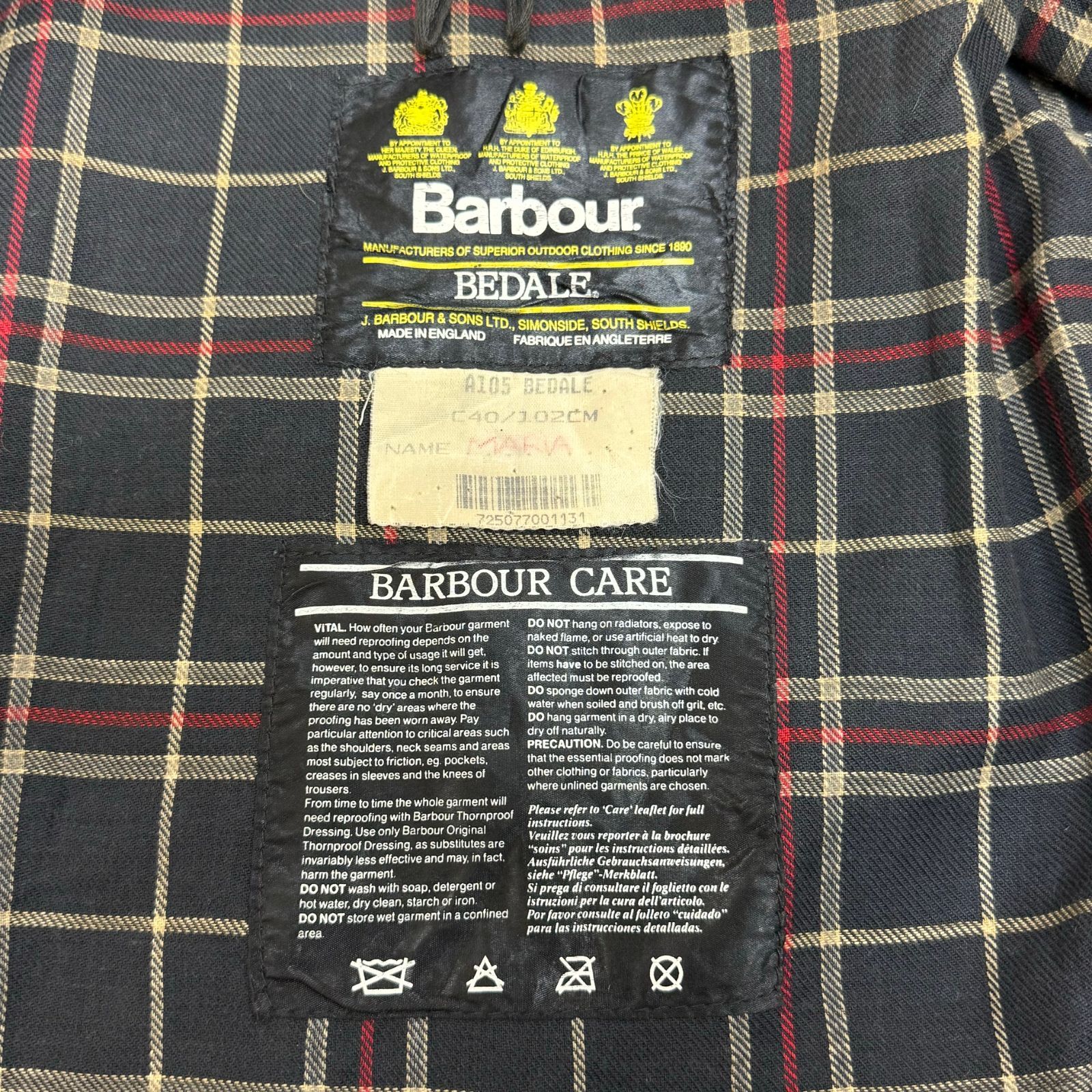 Barbour BEDALE ビデイル ジャケット オイルド 加工 1992年製 バブアー