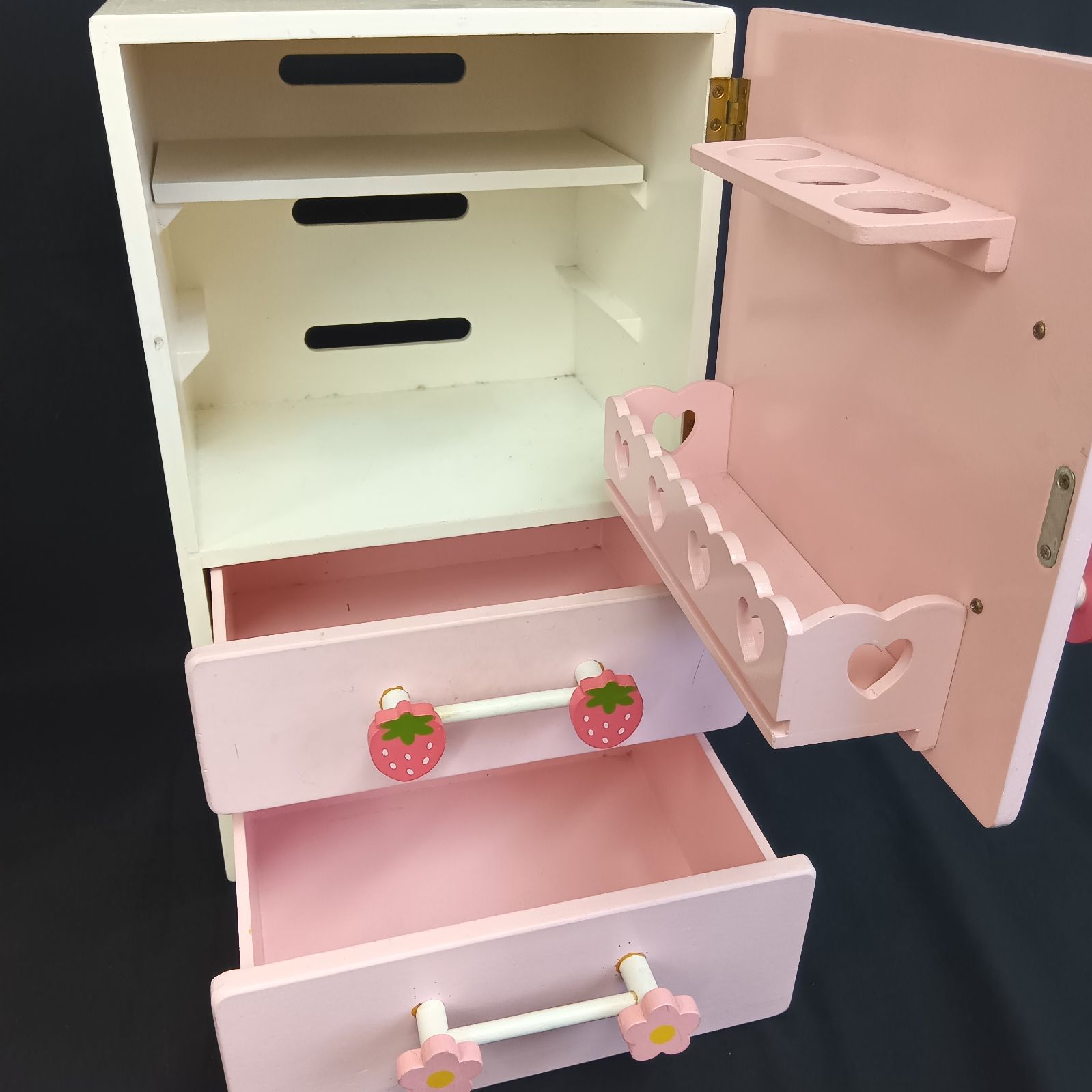 マザーガーデン Mother garden 野いちごおままごと 冷蔵庫 ケーキボックス 食材 調理器具 大量セット 木製 木のおもちゃ ごっこ遊び ままごと 知育玩具 いちご柄 ピンク