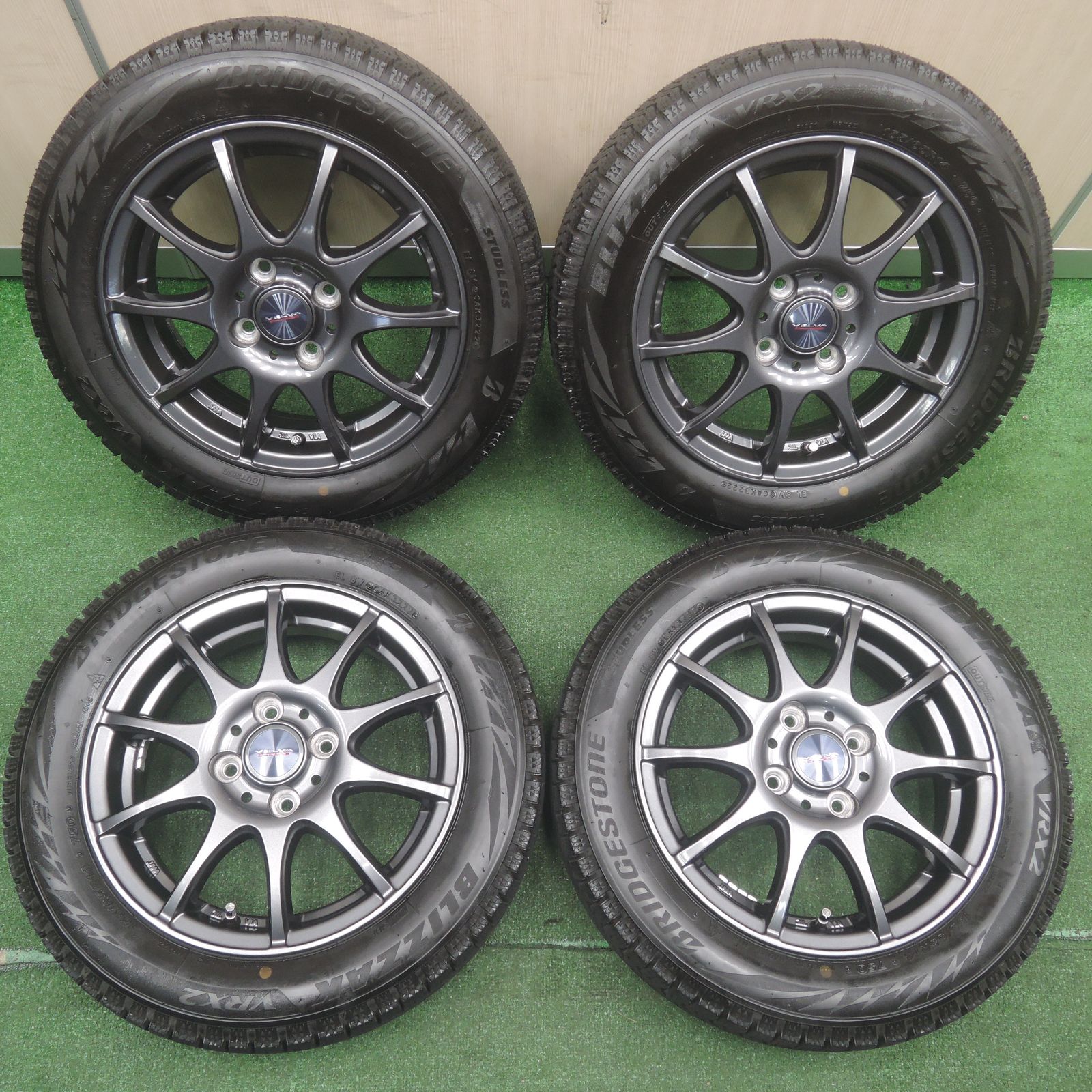 *送料無料*超バリ溝！22年！キレイ！ほぼ10分★スタッドレス 155/65R14 ブリヂストン ブリザック VRX2 VELVA CHARGE  14インチ PCD100/4H★3110704NJス