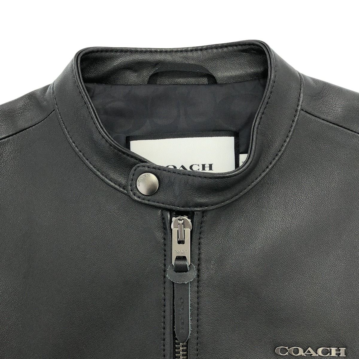COACH コーチ ロゴプレート レザー レーサージャケット C7811 ブラック 