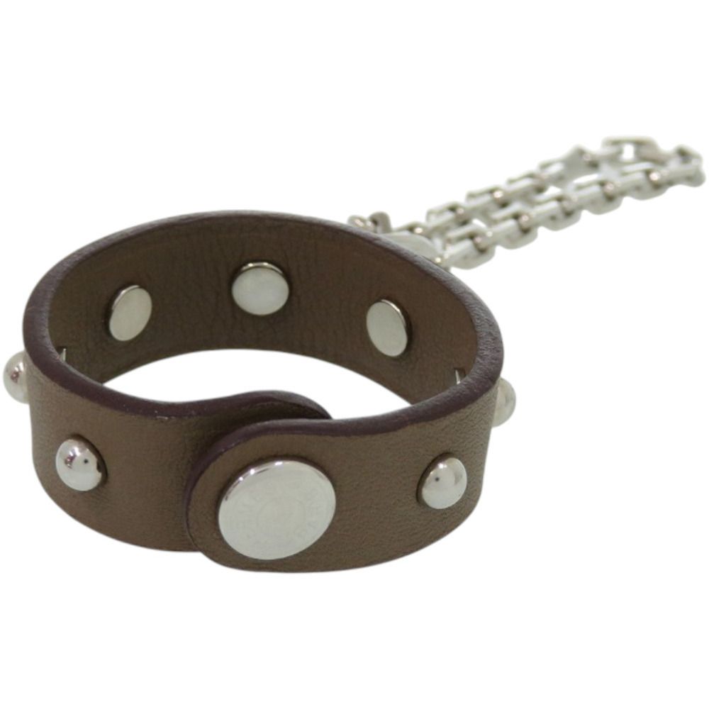 エルメス HERMES グローブホルダー シルバー×茶美品