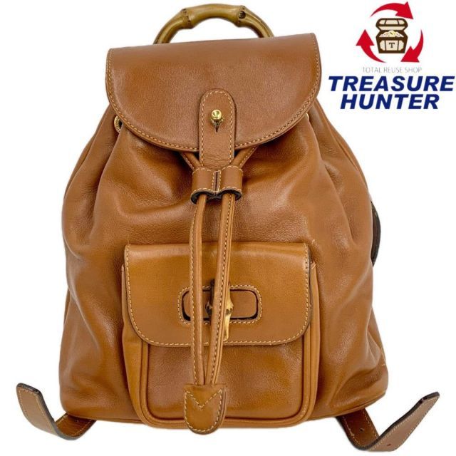 グッチ バンブー レザー リュック バックパック ブラウン