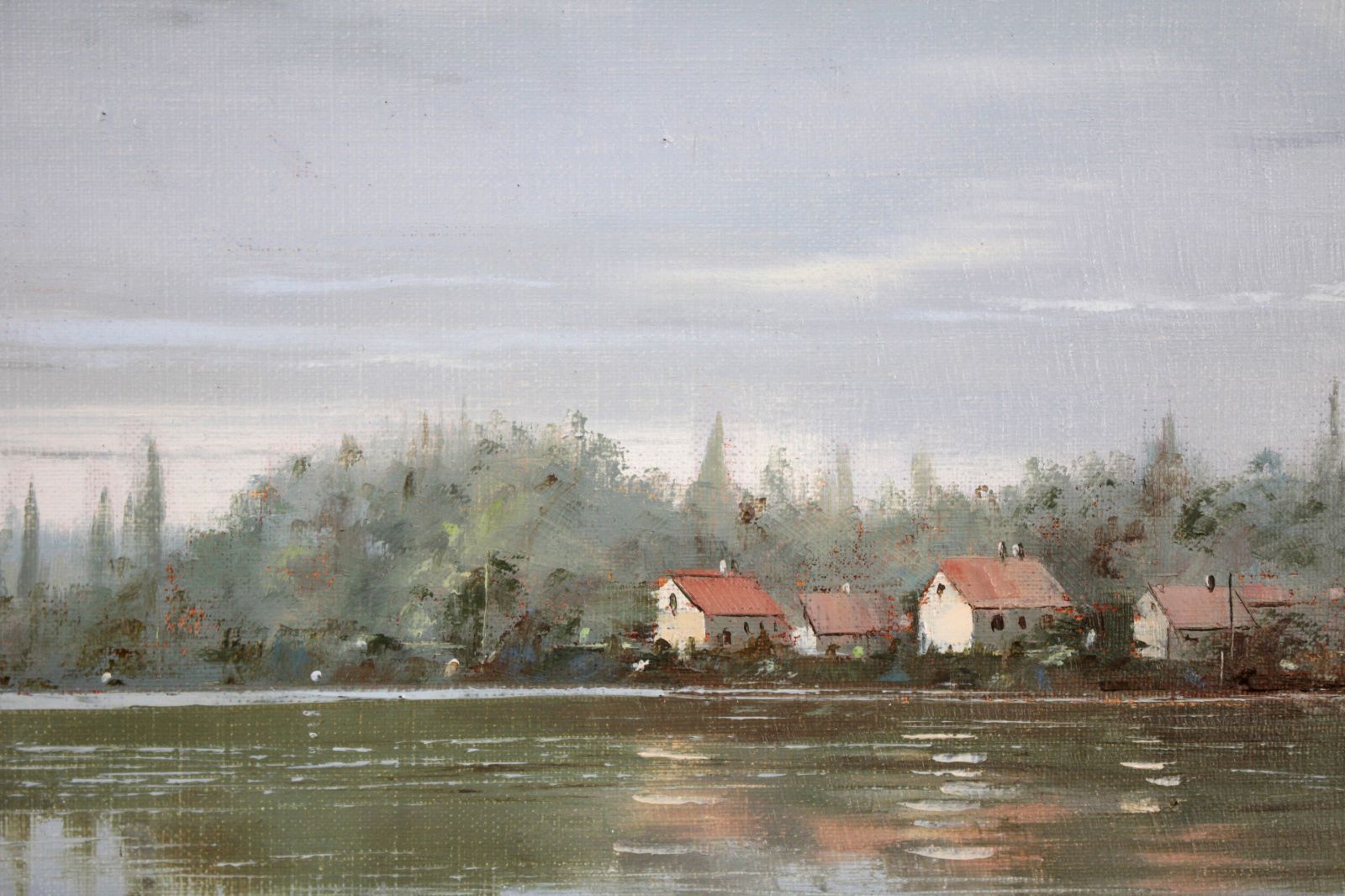 セーヌ河風景 油絵