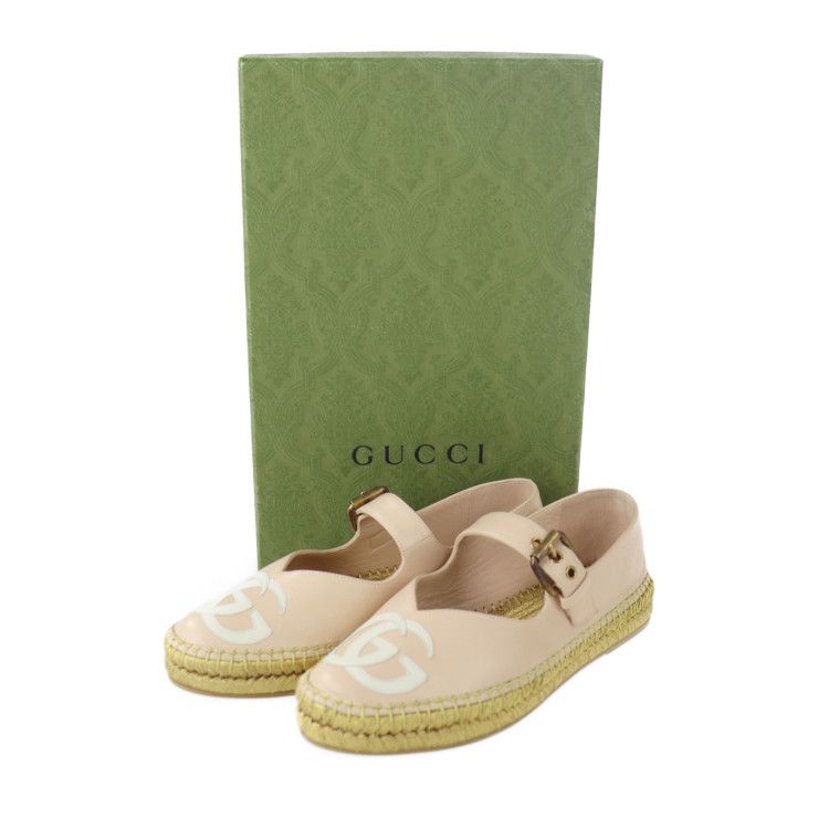 GUCCI グッチ パンプス 659683 レザー ピンクベージュ系 ゴールド GG