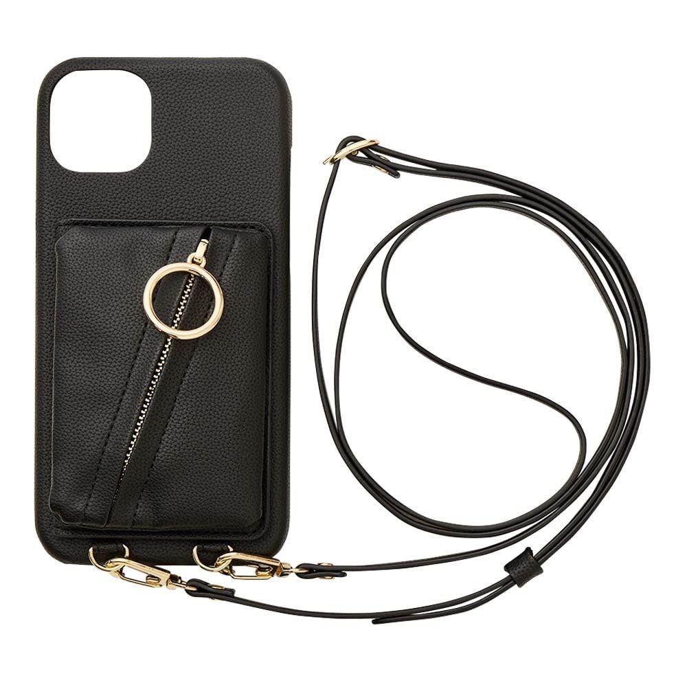 ブラック UNiCASE iPhone14 Plus ケース MAELYS LOUNA Clutch Ring Case (black) スマホショルダーケース リング付きポーチ